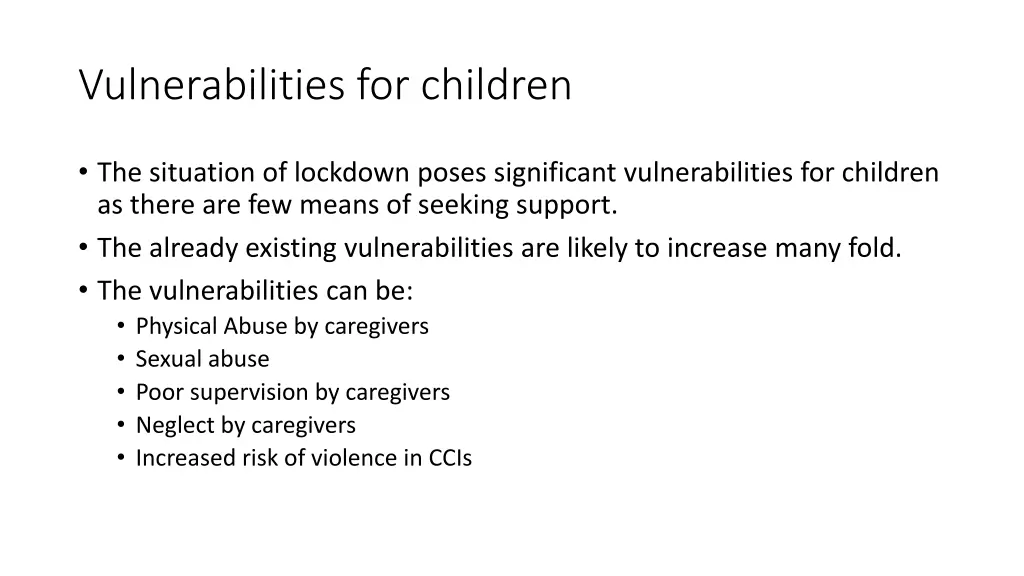 vulnerabilities for children