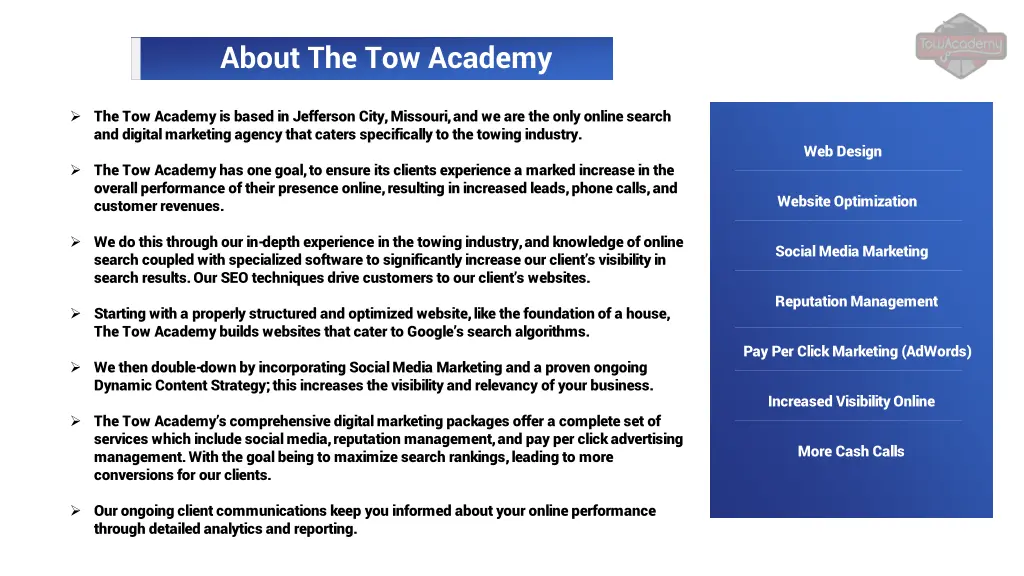about the tow academy