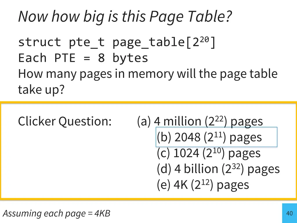 now how big is this page table 1