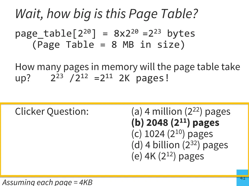 wait how big is this page table
