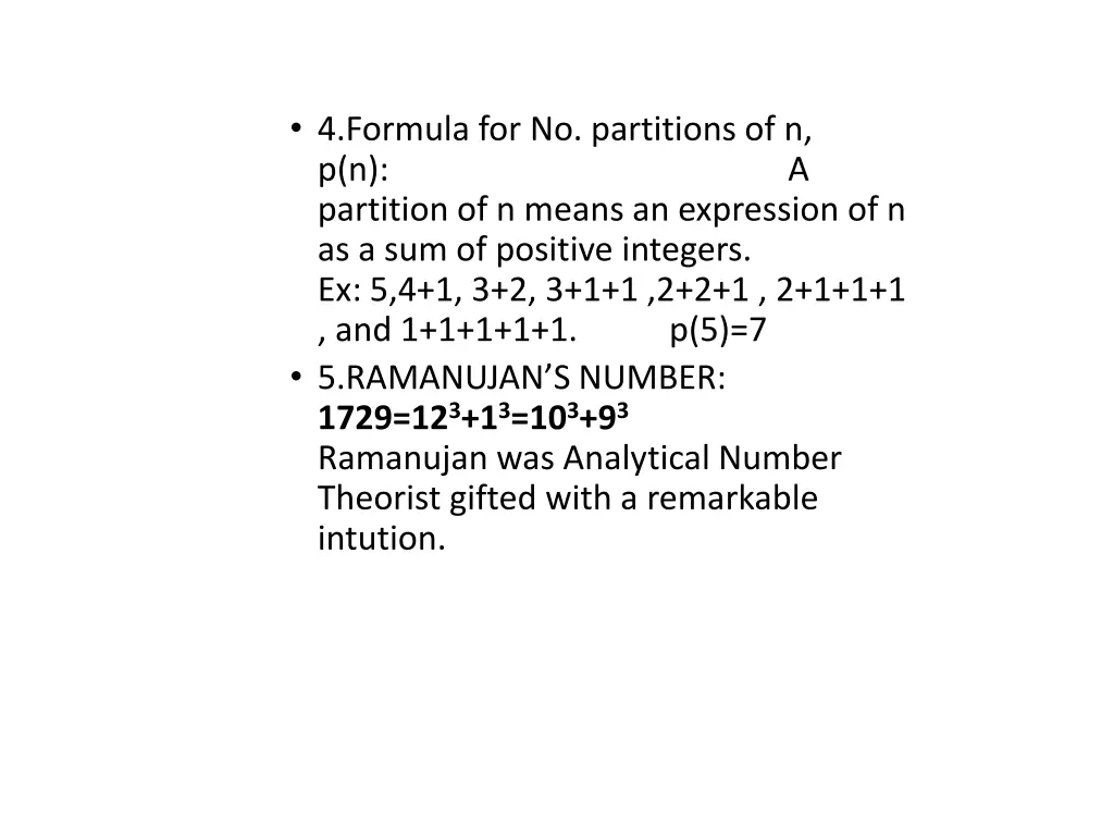 4 formula for no partitions of n p n a partition