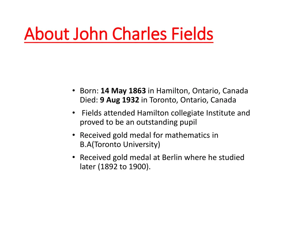 about john charles fields about john charles