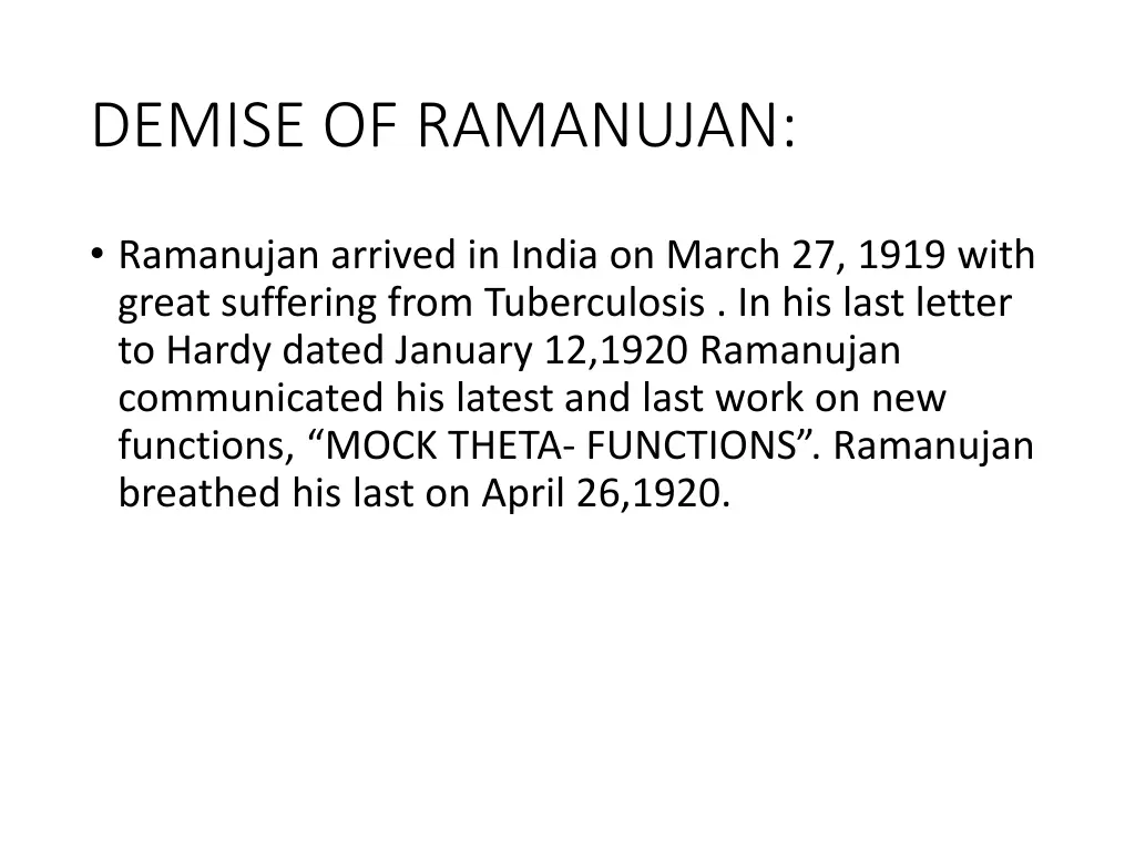 demise of ramanujan