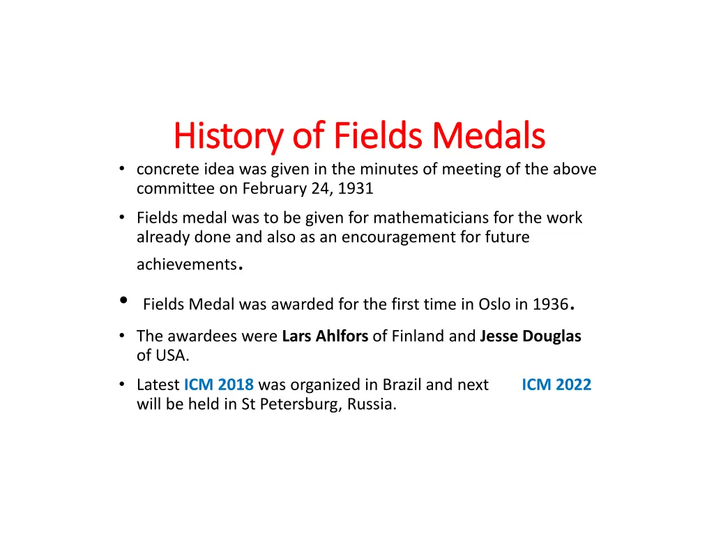 history of fields medals history of fields medals