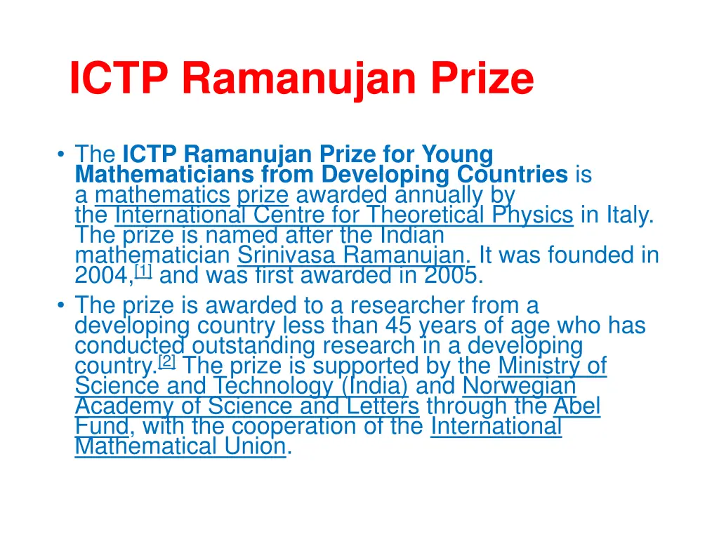 ictp ramanujan prize