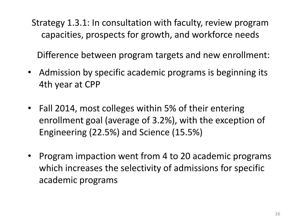 strategy 1 3 1 in consultation with faculty