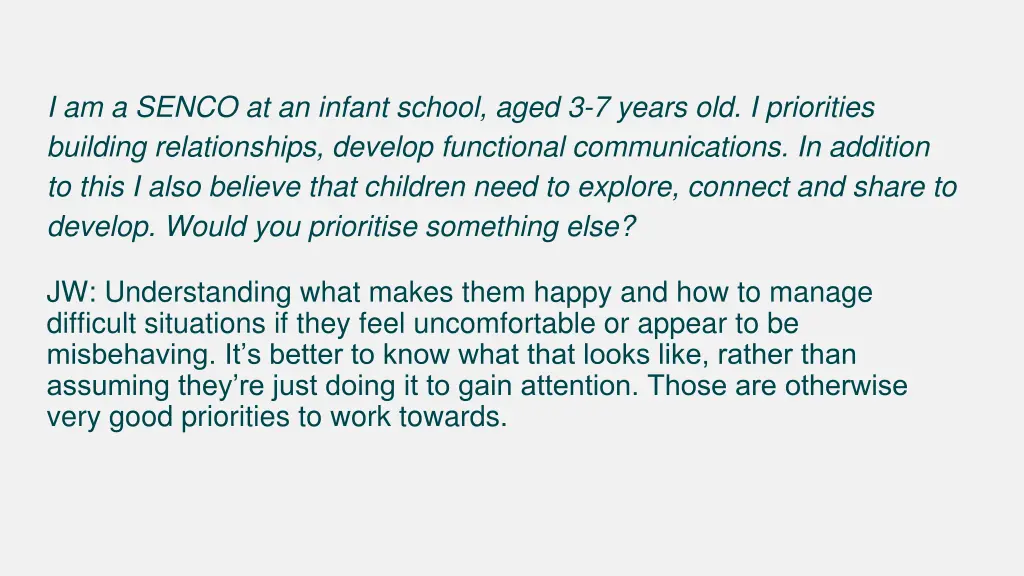 i am a senco at an infant school aged 3 7 years