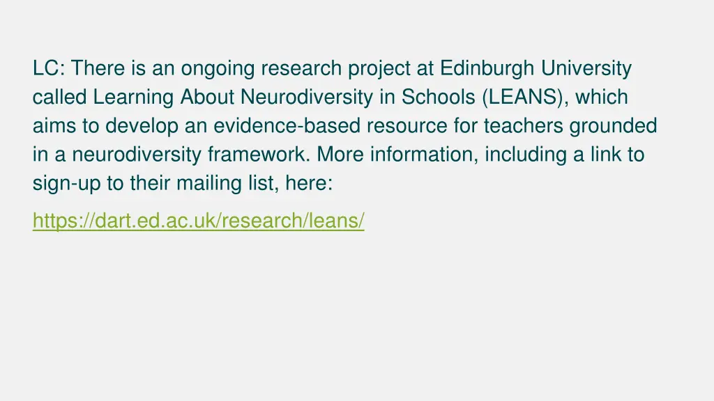 lc there is an ongoing research project