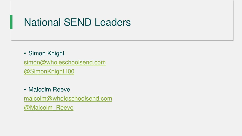 national send leaders