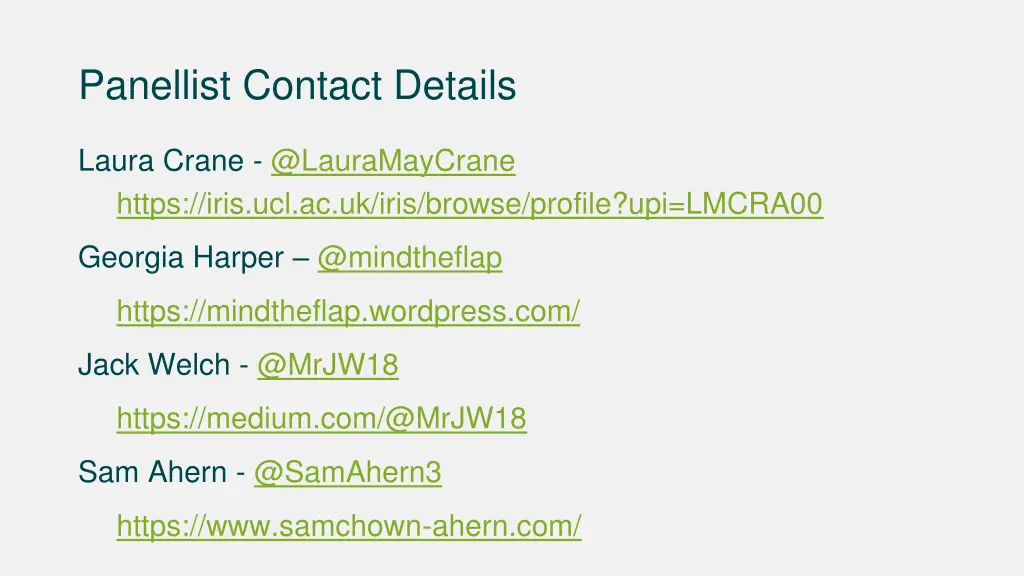 panellist contact details