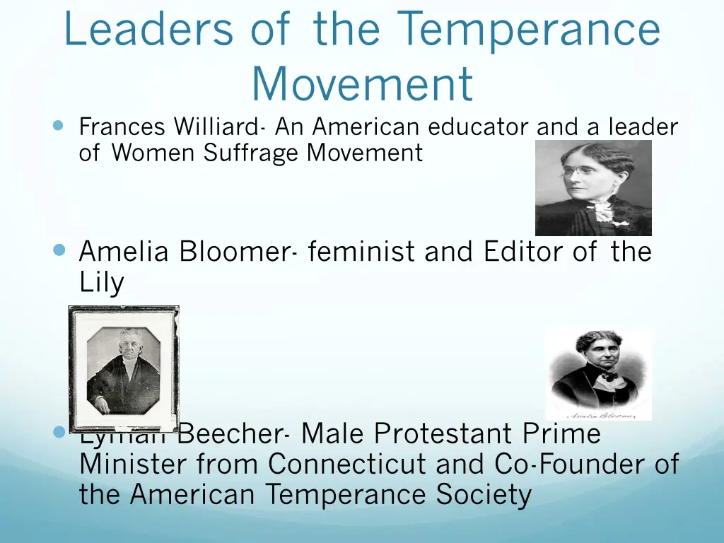 leaders of the temperance movement frances