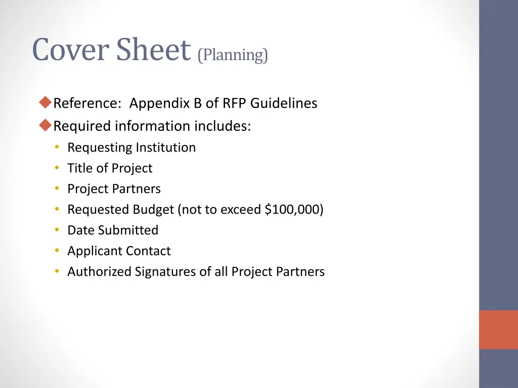 cover sheet planning