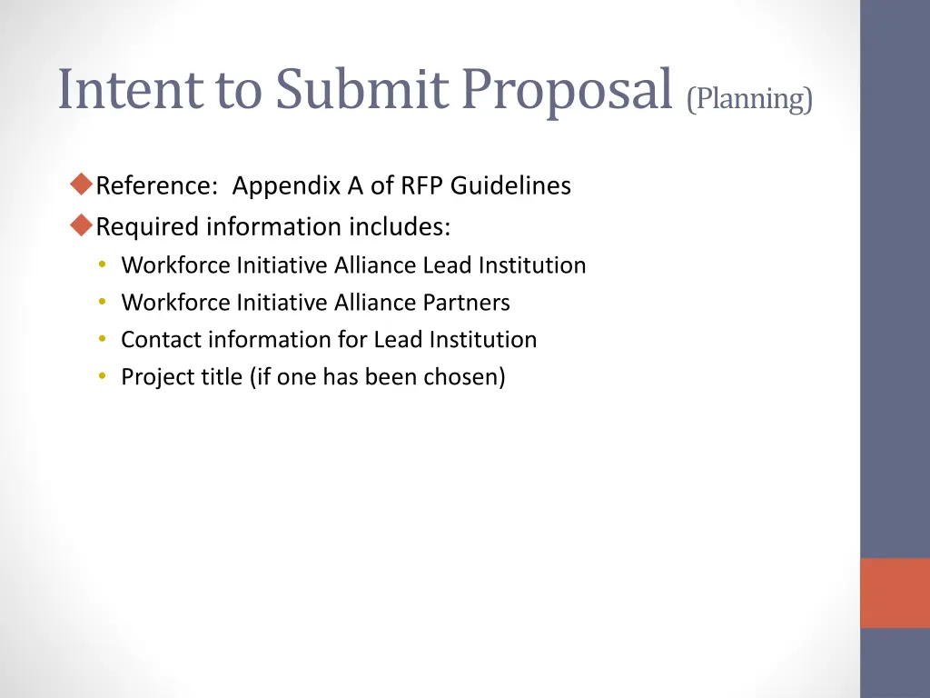 intent to submit proposal planning
