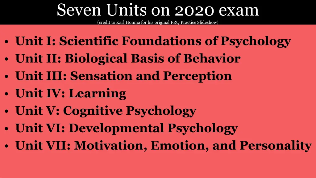 seven units on 2020 exam credit to karl honma