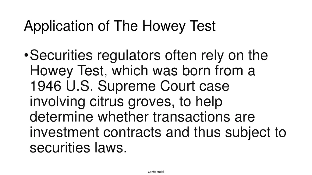 application of the howey test