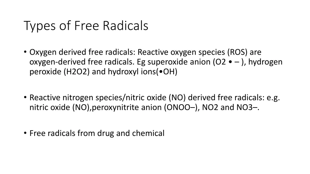 types of free radicals