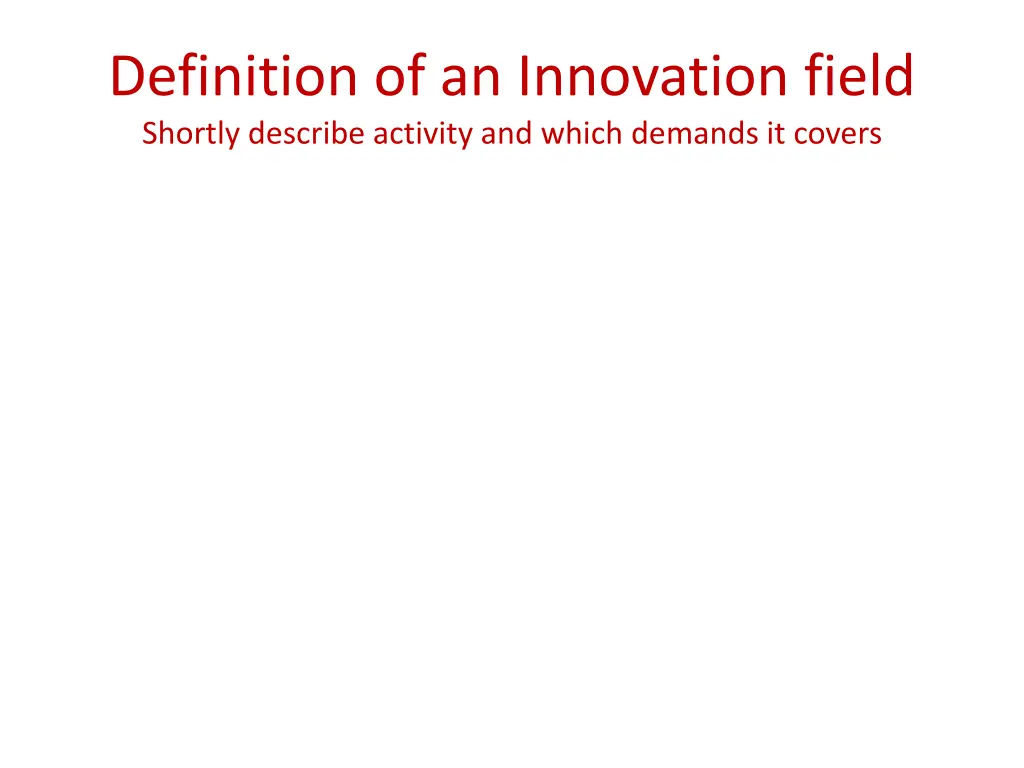 definition of an innovation field shortly