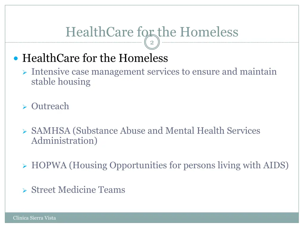 healthcare for the homeless 2