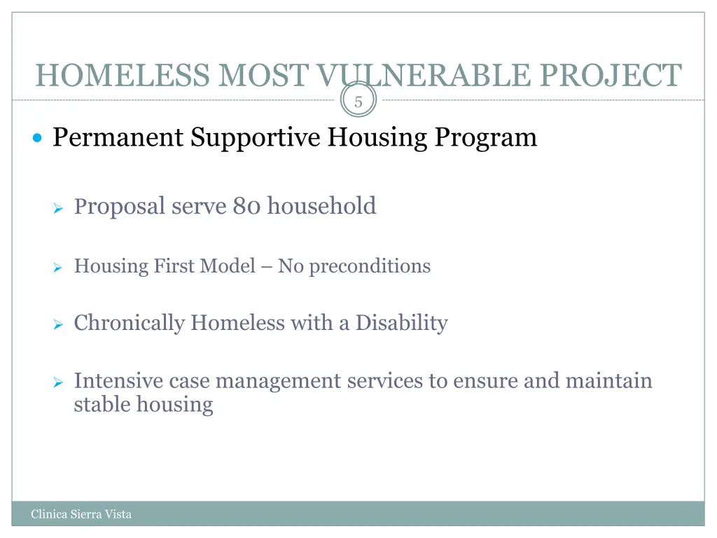 homeless most vulnerable project 5