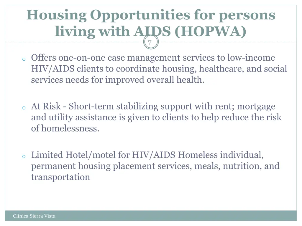 housing opportunities for persons living with