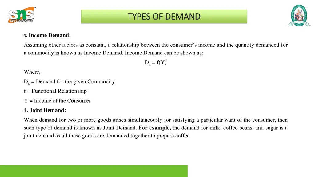 types of demand types of demand