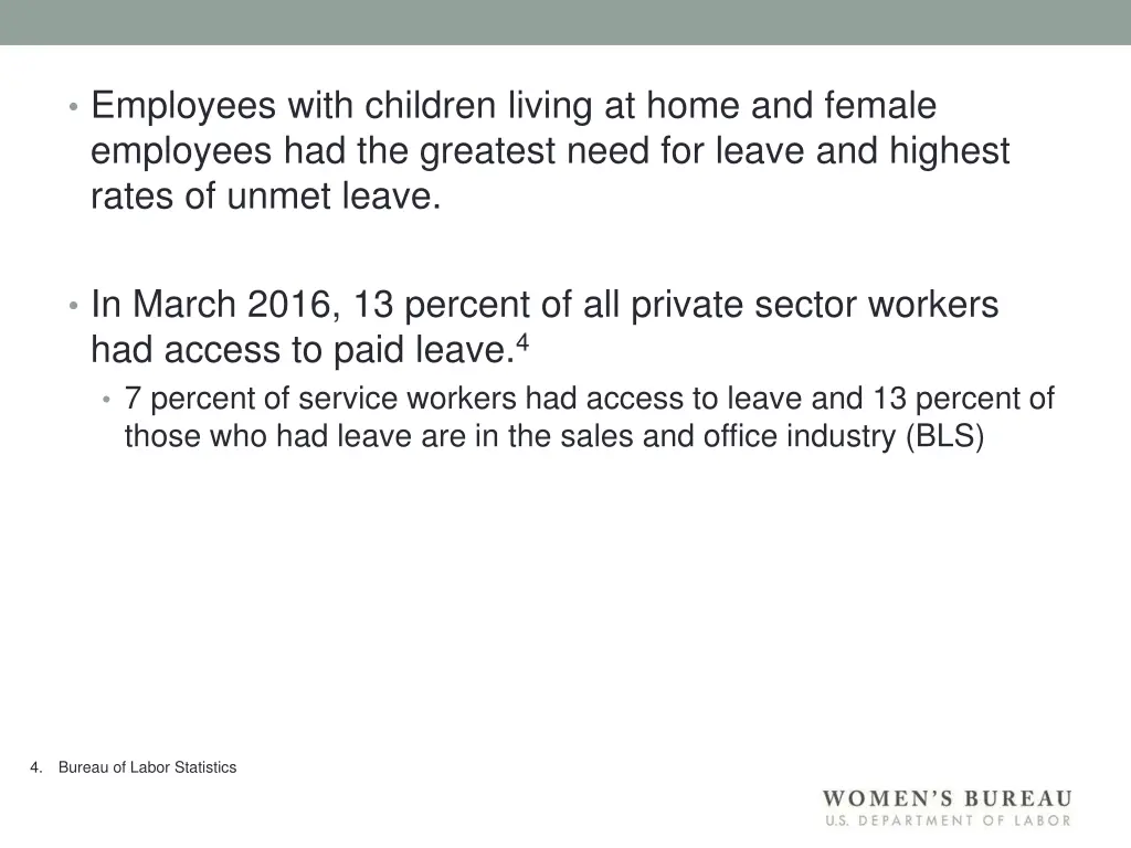 employees with children living at home and female