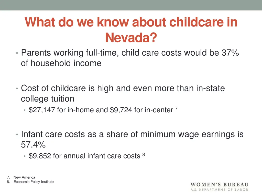 what do we know about childcare in nevada parents