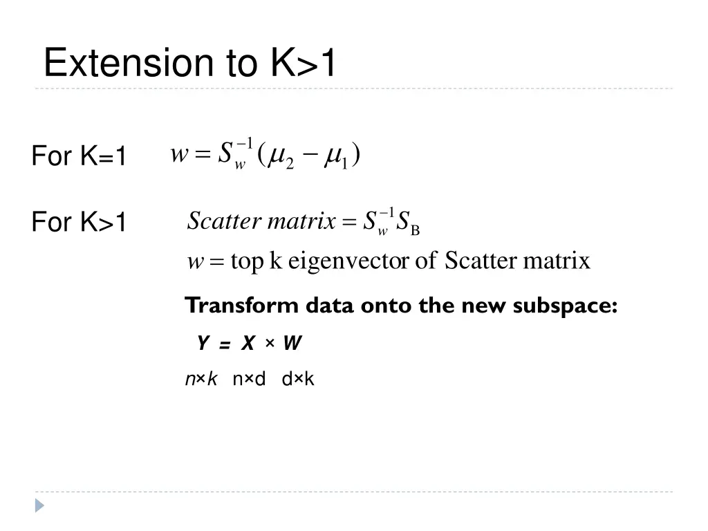 extension to k 1