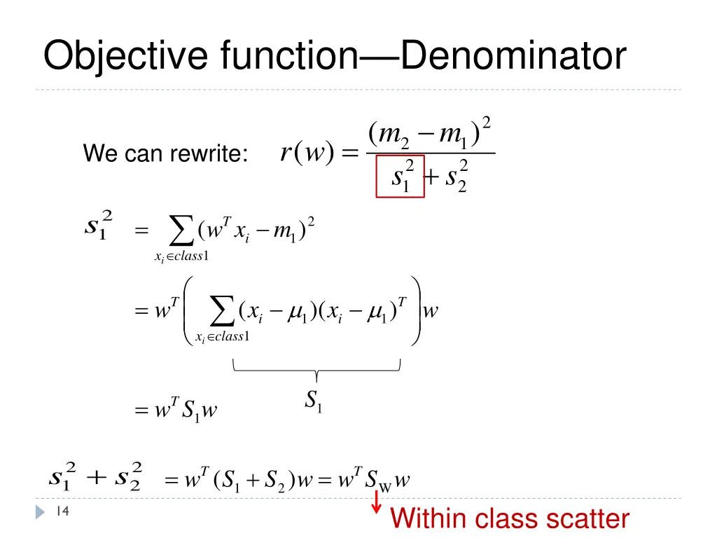 objective function denominator