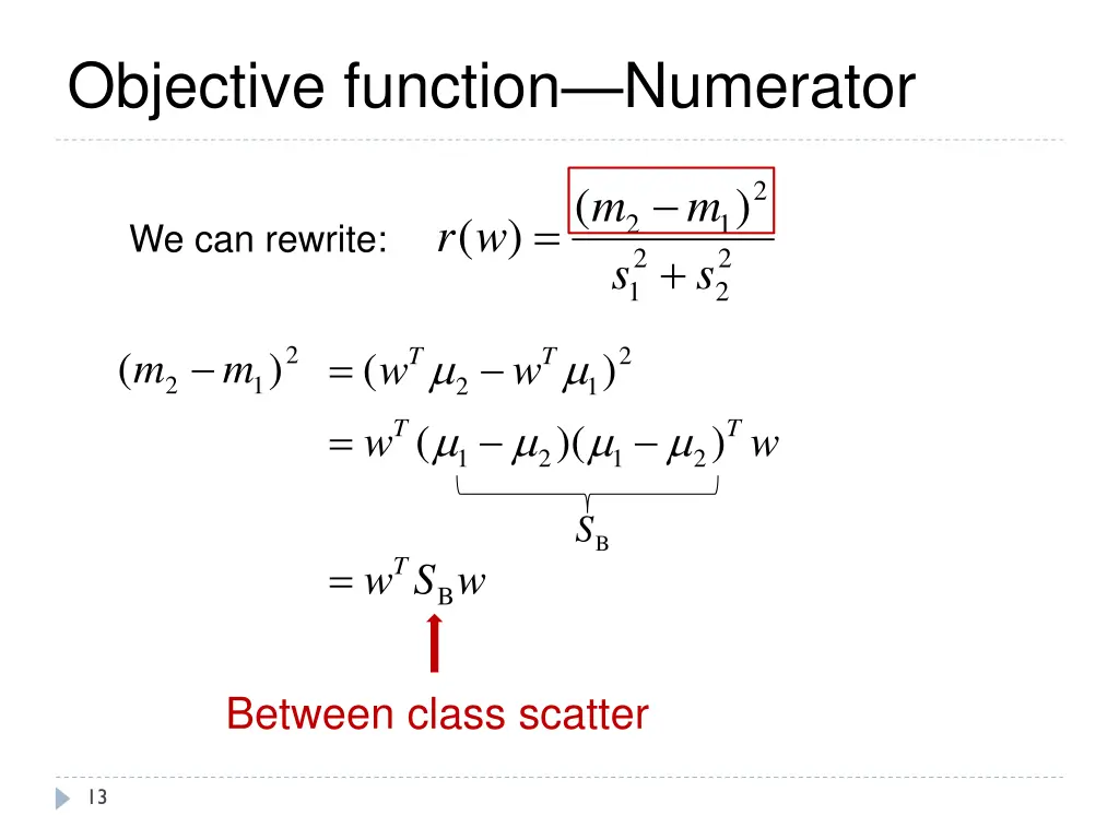 objective function numerator