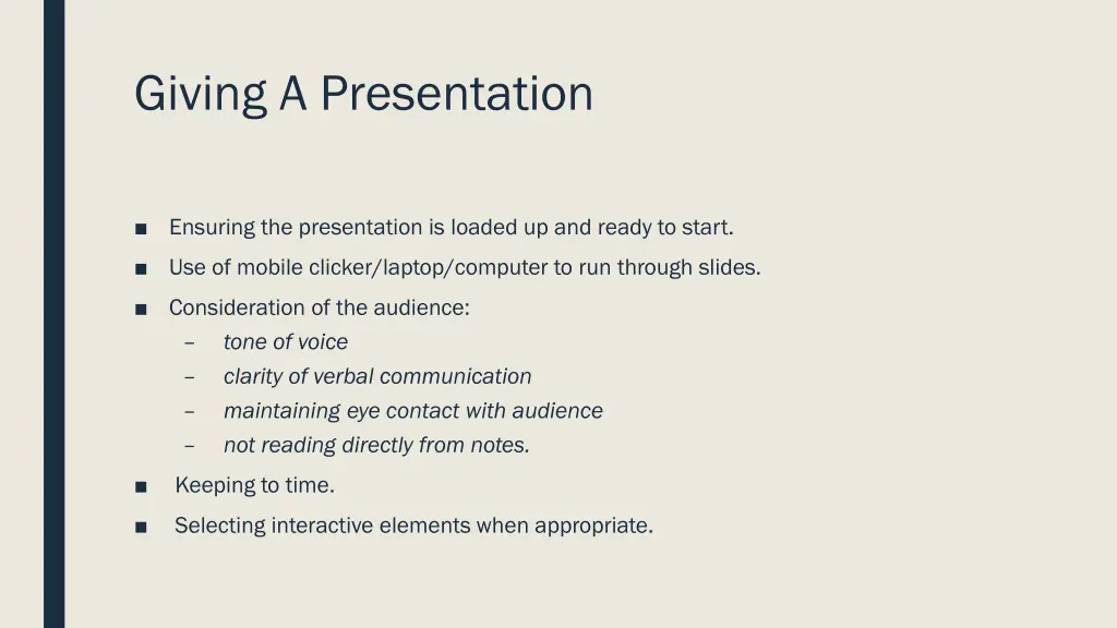 giving a presentation