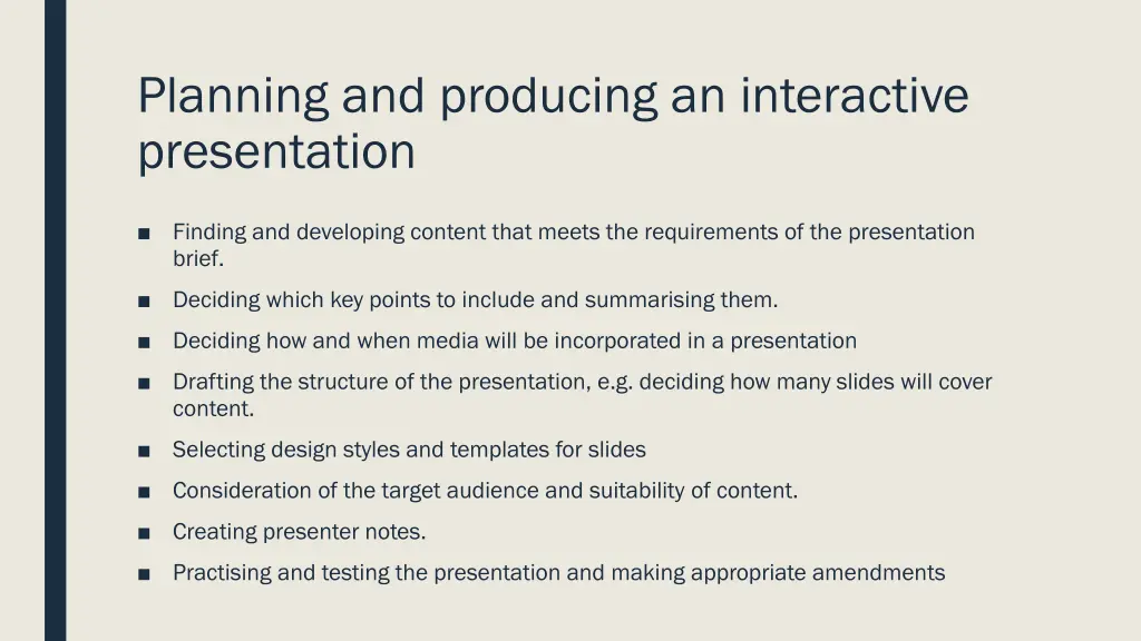 planning and producing an interactive presentation