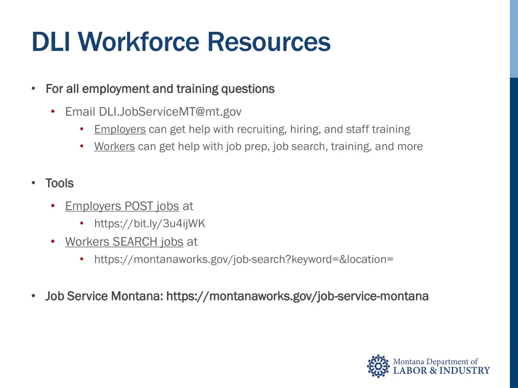 dli workforce resources