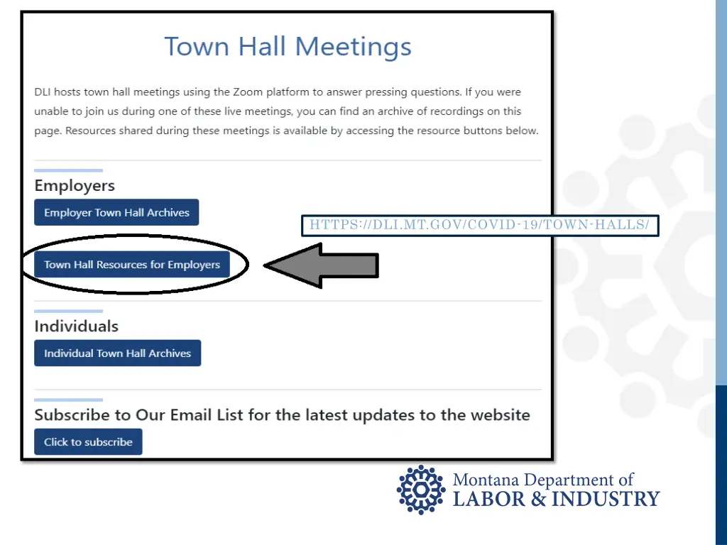 https dli mt gov covid 19 town halls