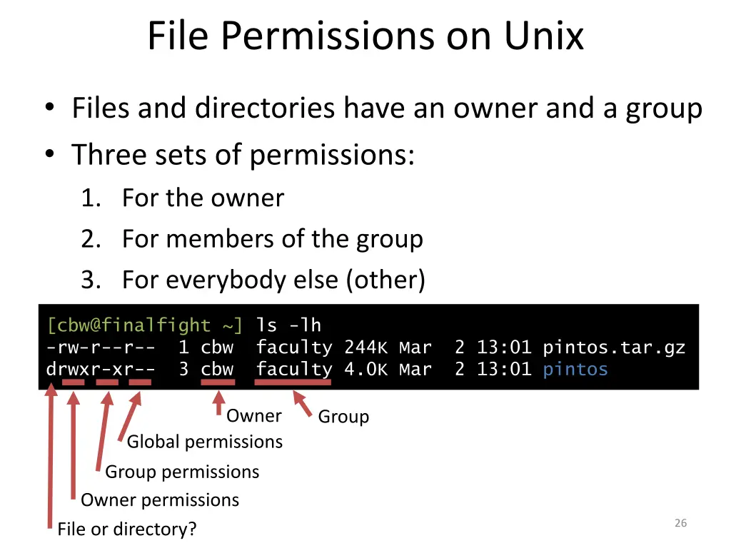 file permissions on unix