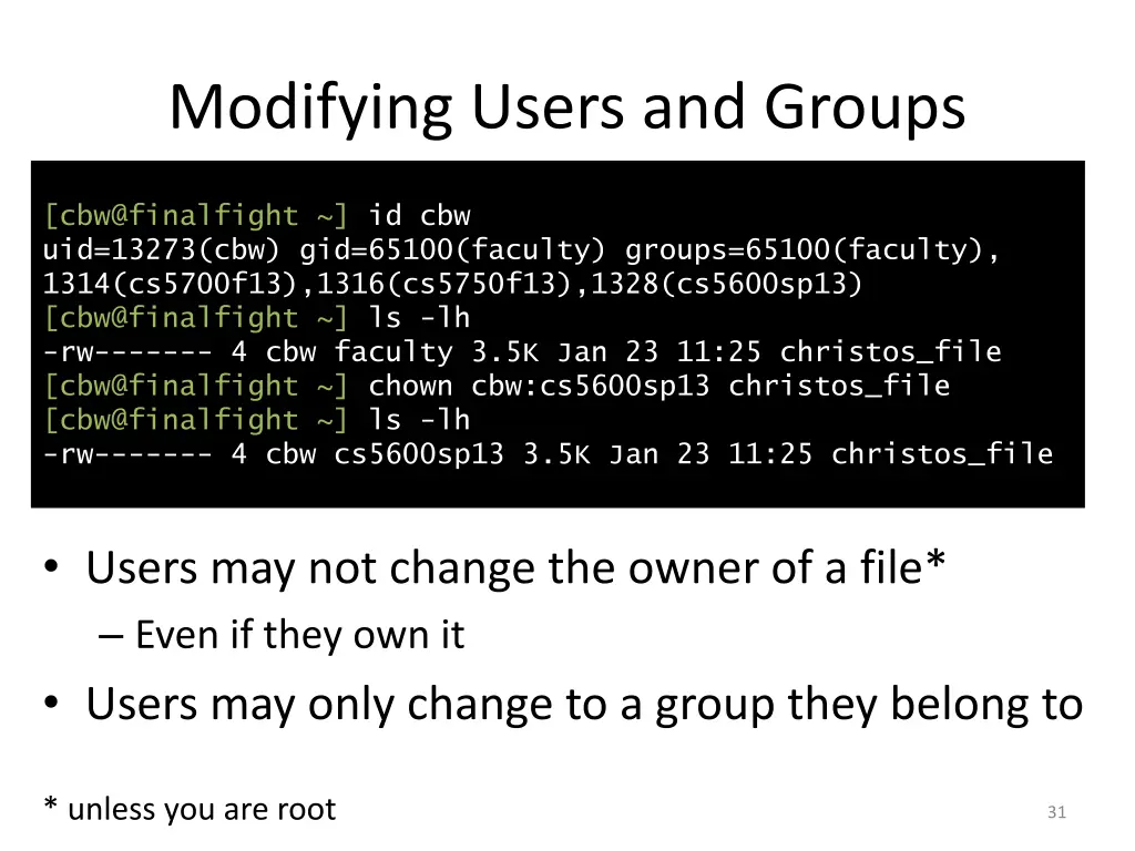 modifying users and groups