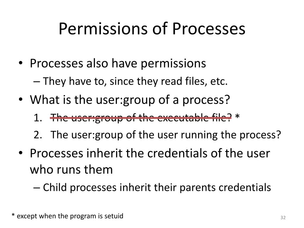 permissions of processes