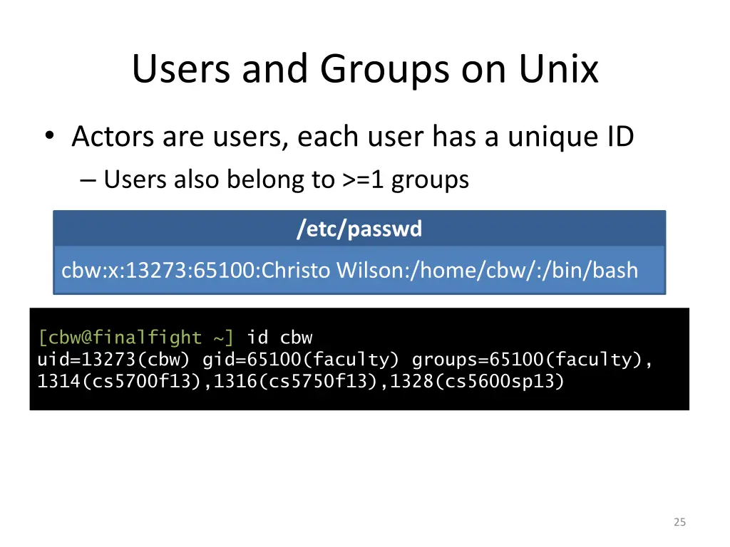 users and groups on unix