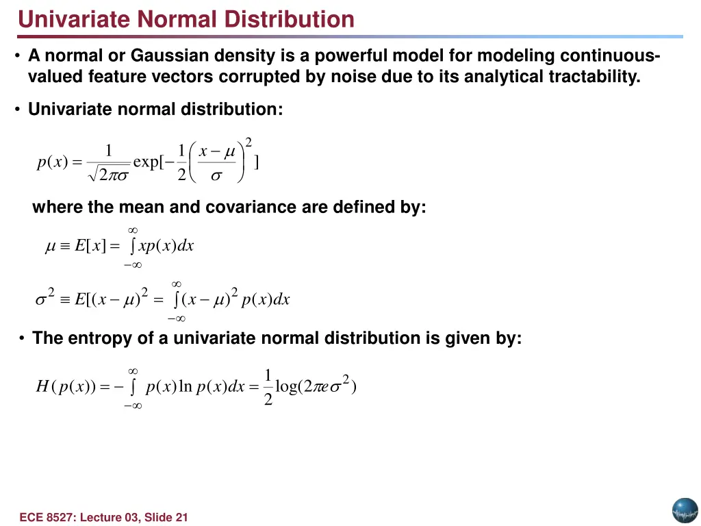univariate normal distribution