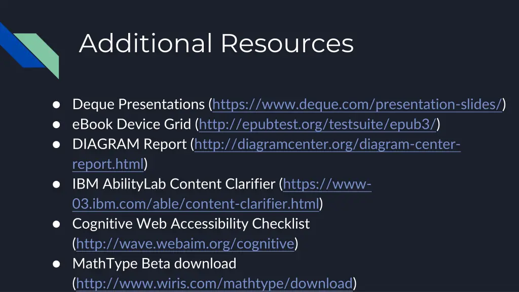 additional resources