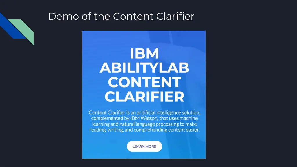 demo of the content clarifier