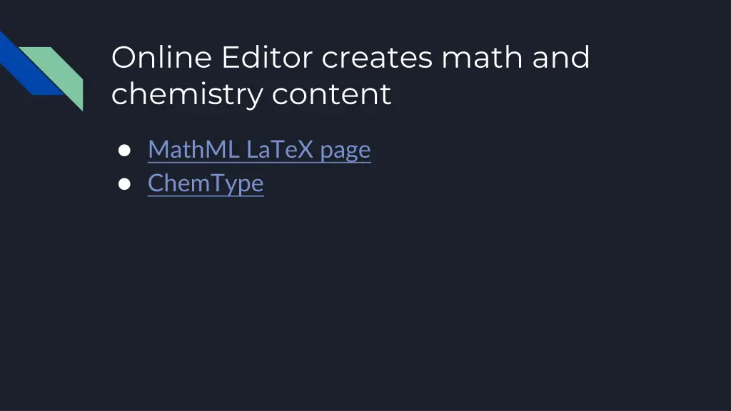online editor creates math and chemistry content