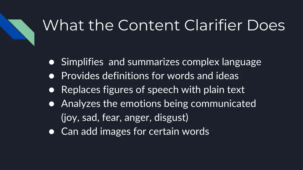 what the content clarifier does