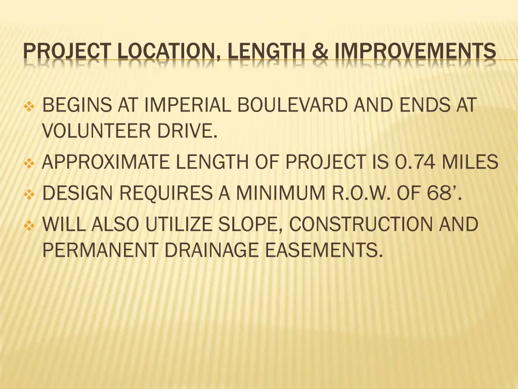 project location length improvements