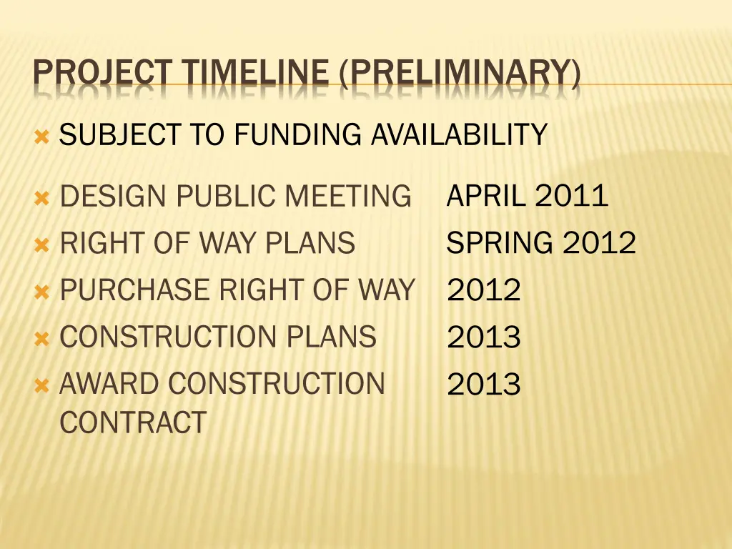 project timeline preliminary