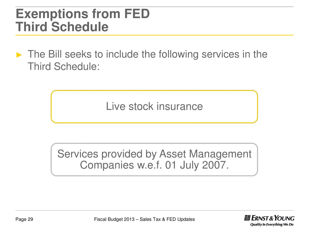exemptions from fed third schedule