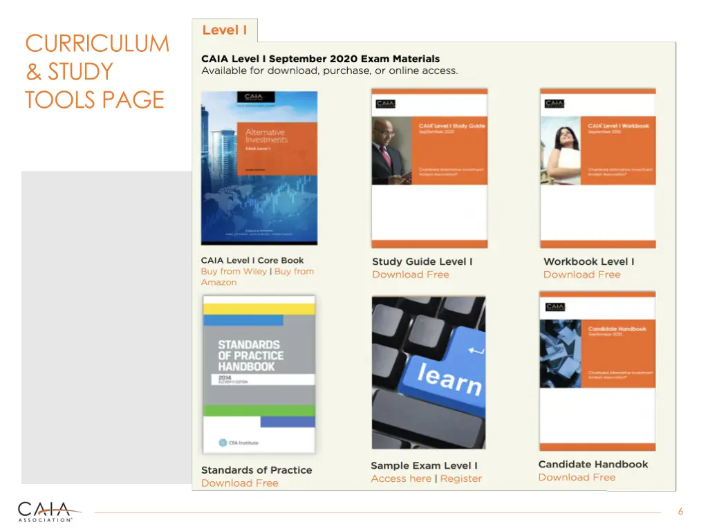 curriculum study tools page