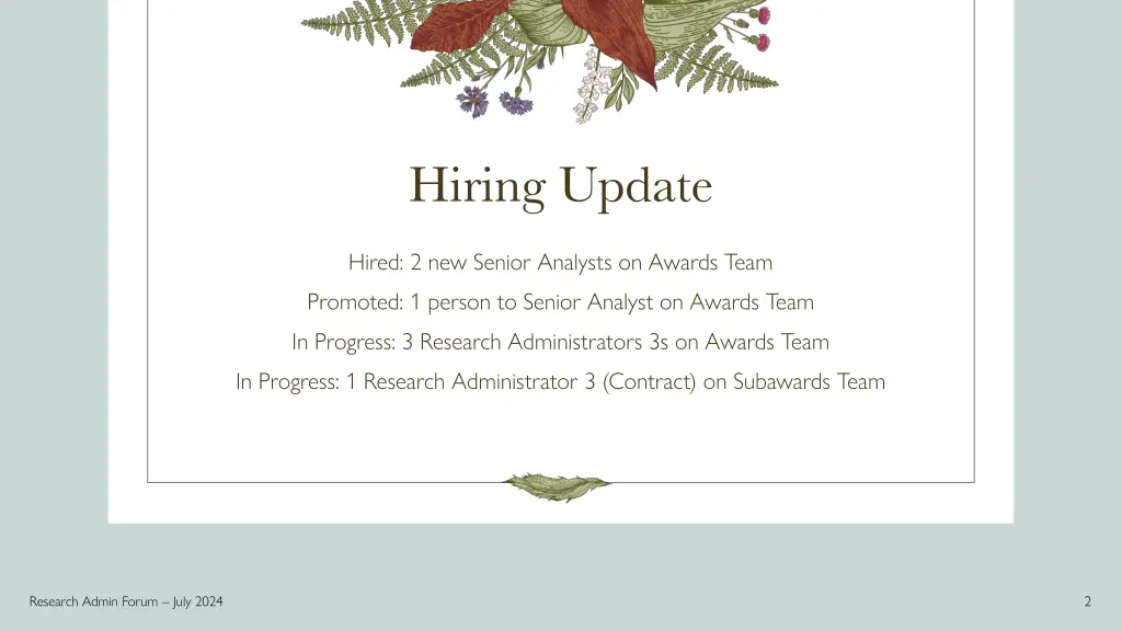 hiring update