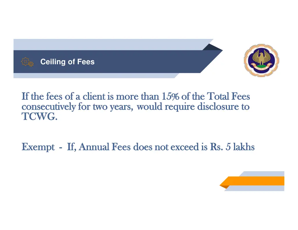 ceiling of fees