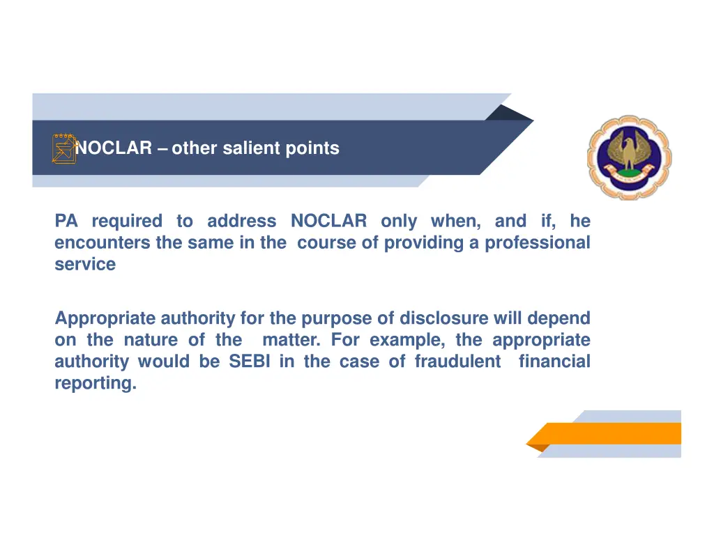 noclar other salient points